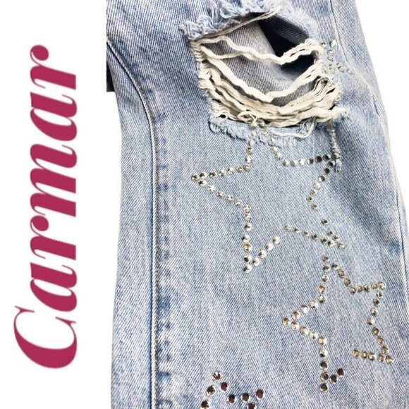 CARMAR Hermia Peyton Rhinestone Star Jeans High Rise Light Wash, Size 26 - Picture 6 of 11